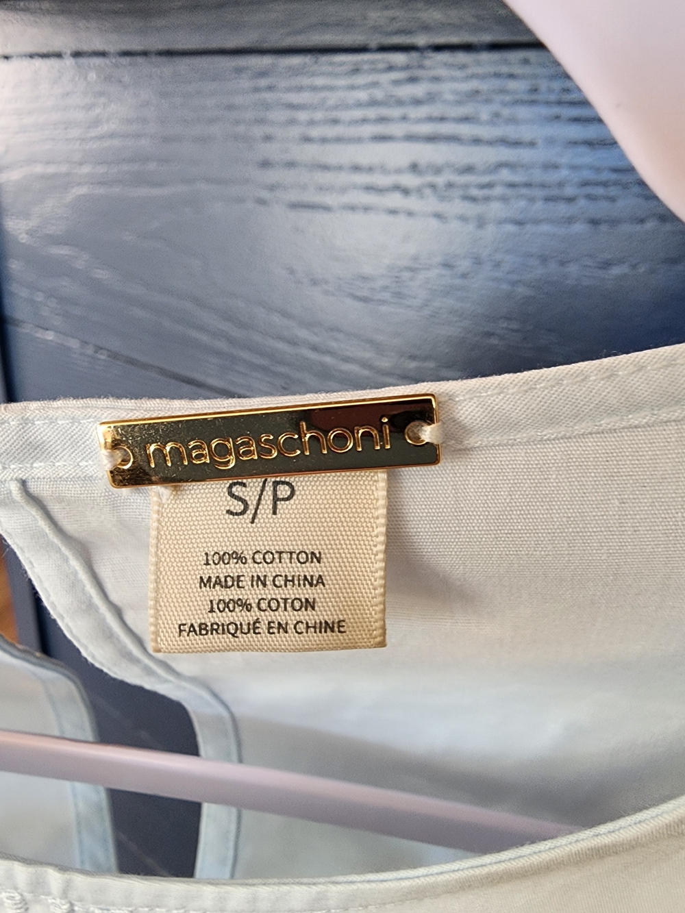 Magaschoni Pale Blue Eyelet Yoke Blouse - Picture 3 of 5